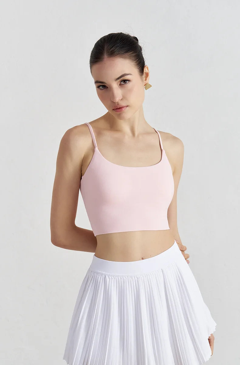 Bowknot Back Sports Bra - Thin Strap Yoga Fitness Bra with Elastic Support