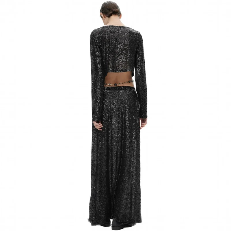 Women's Sequin Long Glitter Maxi Sparkle High Waist Long Skirt