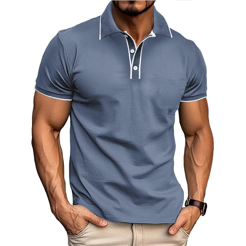 Men's Summer Smart Casual  Turn Down Collar Short Sleeve Polo Shirt