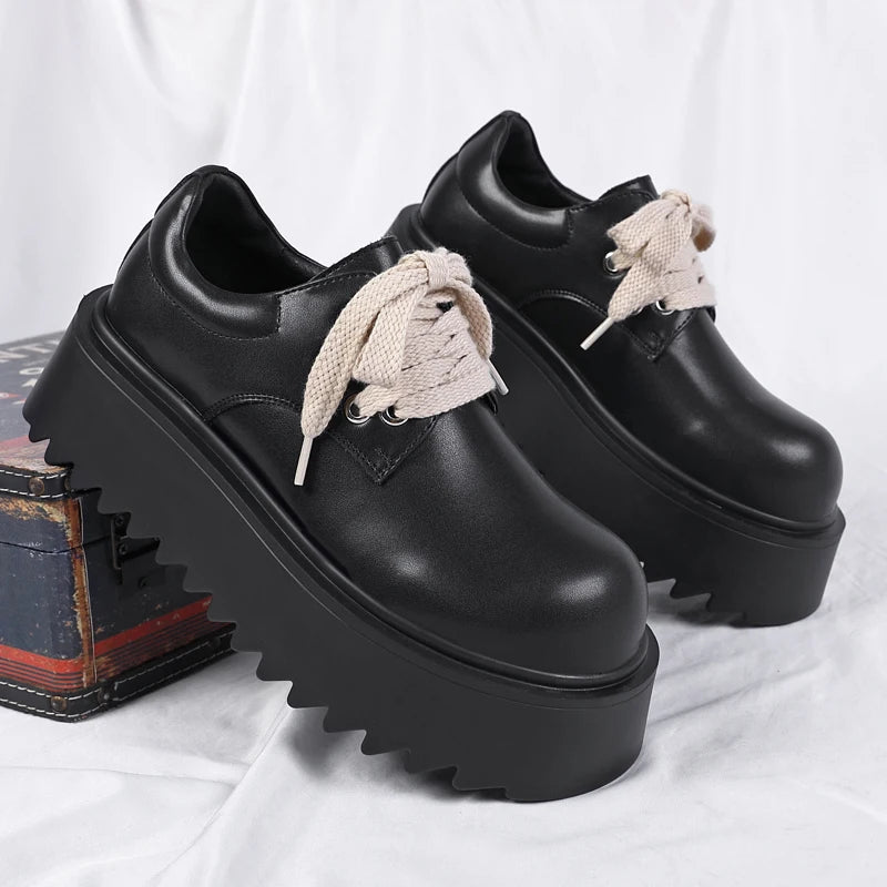 Men’s Platform Casual Genuine Leather Thick Sole British Shoes