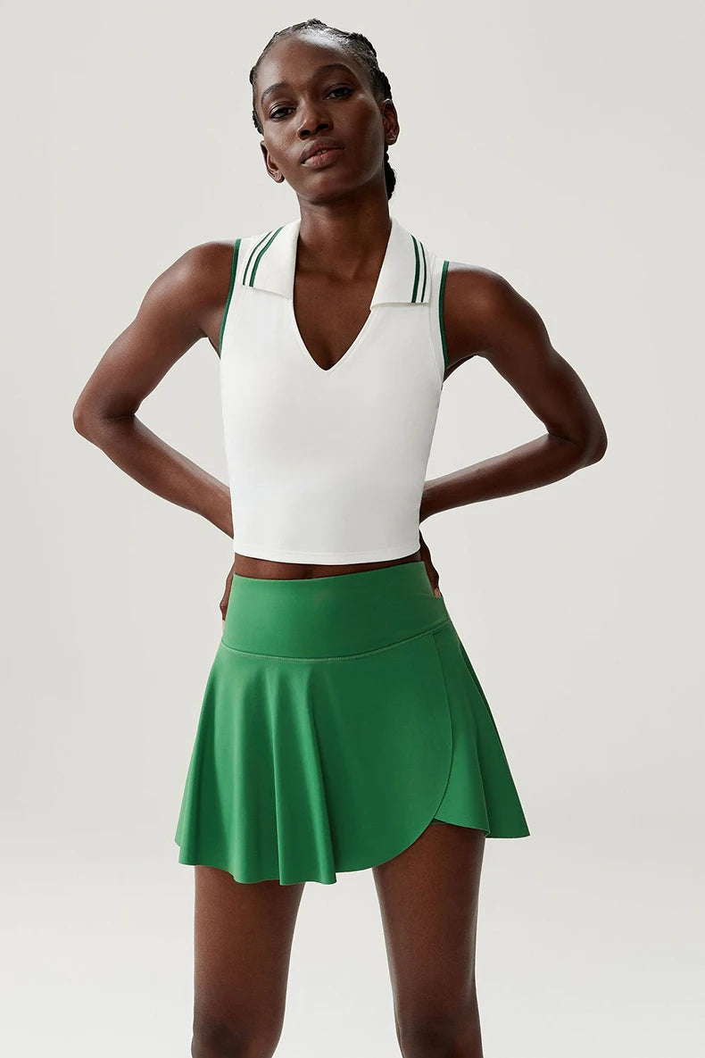 Women's Two-Piece Fitness Set with Pocket Tennis Skirt - Complete Workout Outfit