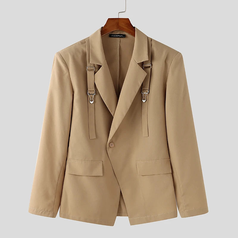 Men's Deconstruct Metal Buckle Long Sleeved Blazer