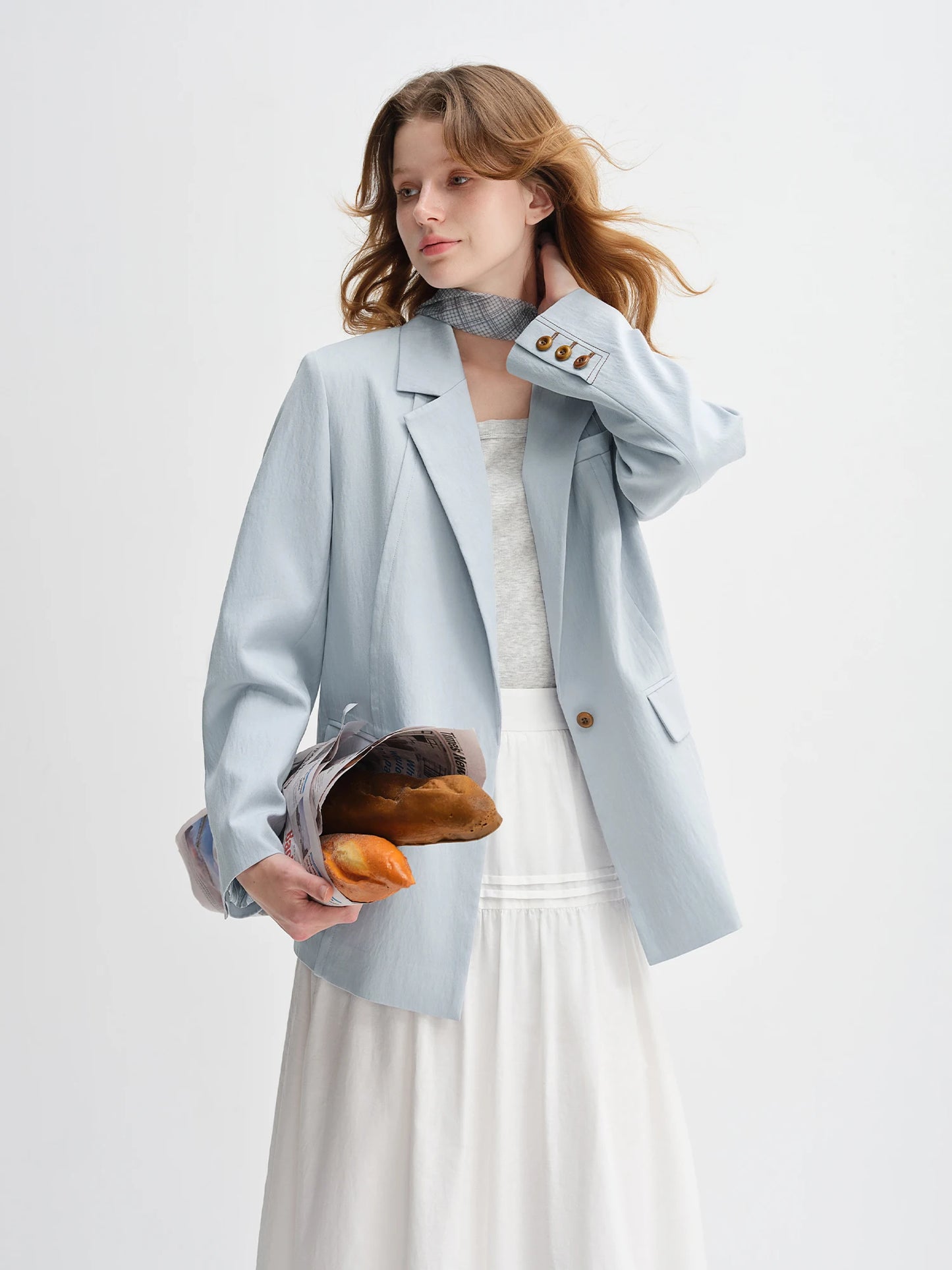 Women's Autumn Clothing Set - Long Sleeve Shirt & A-Line Skirt