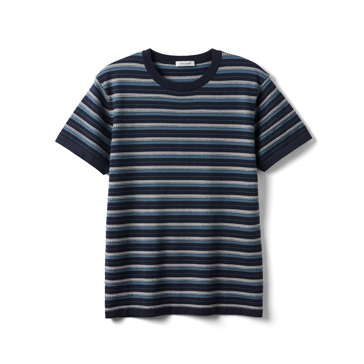 Men's Premium Knitted Striped T-Shirt - 14 Gauge Jacquard Regular Fit
