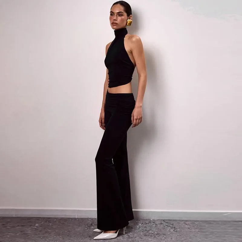 Women's Sleeveless Top & Flare Pant Two-Piece Set - Matching Outfit