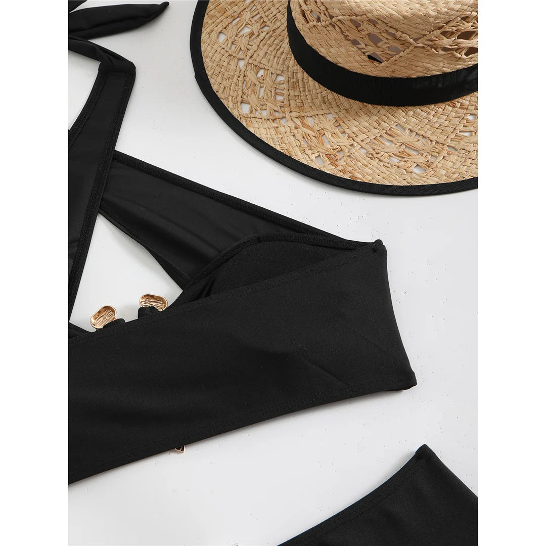 Women's Halter Cut Out High Waist Bikini Swimsuit Swimwear Two-pieces Bikini set