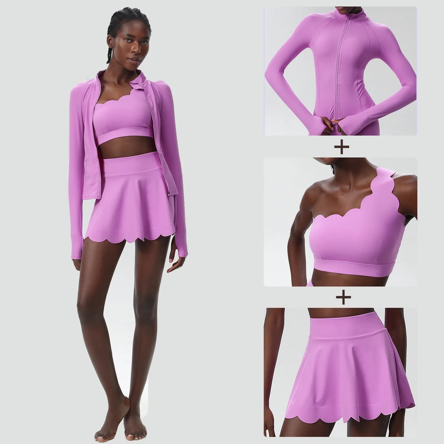 Women's 3-Piece Fitness Set with Tennis Skirt