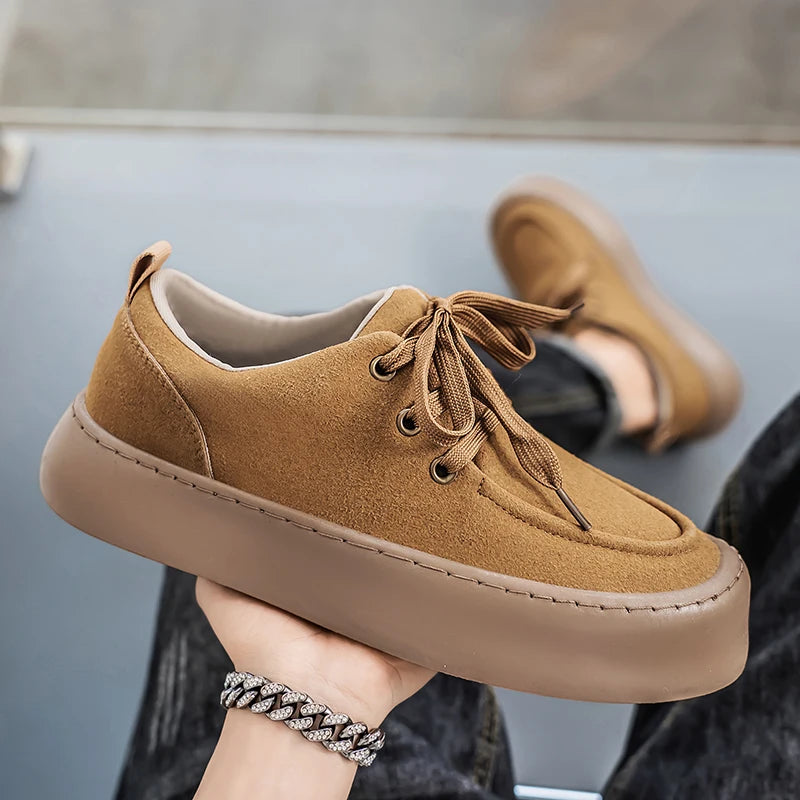 Men's Platform Suede Shoes Lace Up Shoes