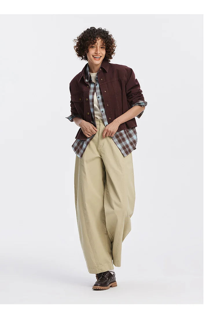 Women's Distressed Loose Trousers - Brushed Split Curved Hem Casual Autumn Pants