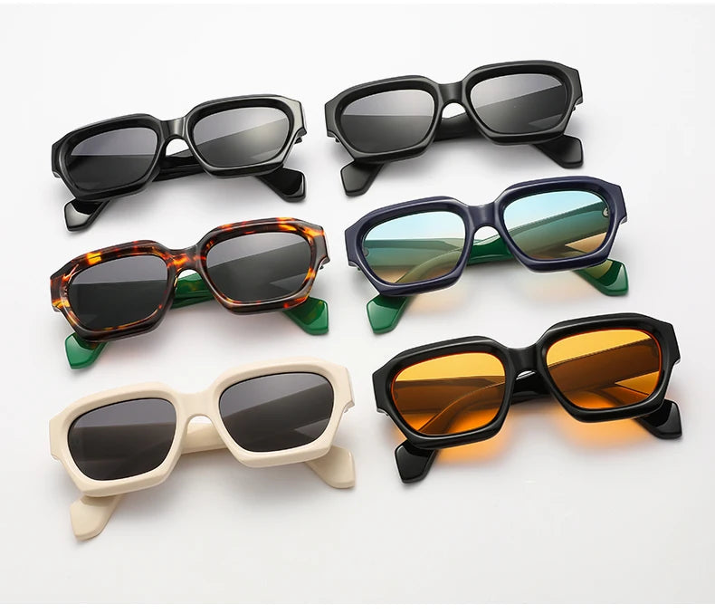 Black Square Frame Sunglasses - Punk Trendy UV400 Women's Eyewear