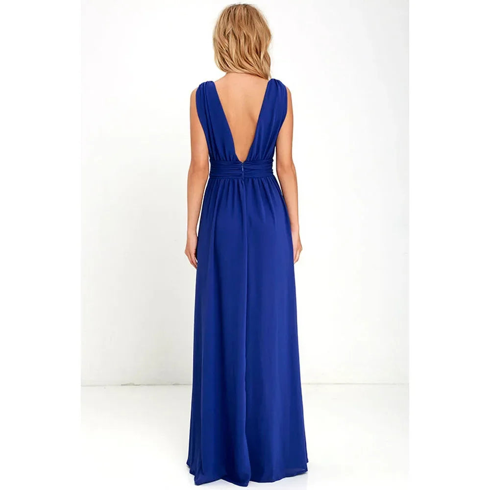 Women Backless Mesh Long  maxi Summer Dress