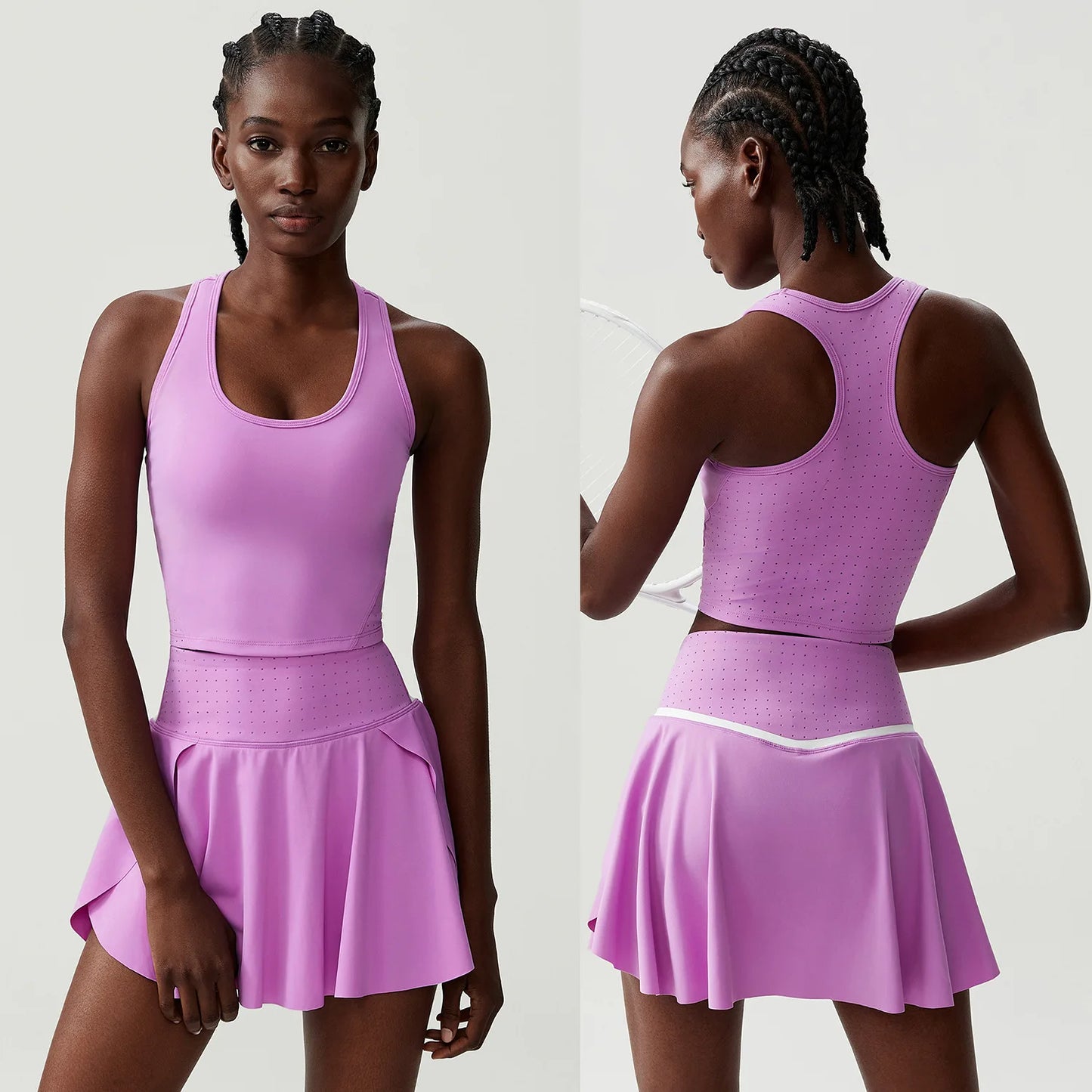 Women's Two Piece Tennis Skirt Set - Soft Stretchy Outdoor Running Suit