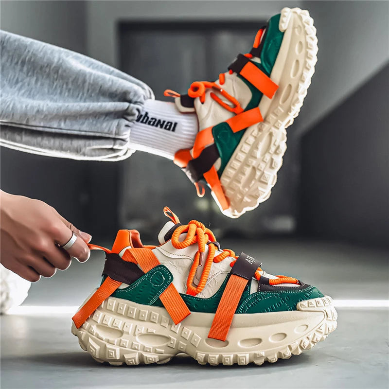 Men's Casual Platform Sports Shoes Lace Up Sneakers