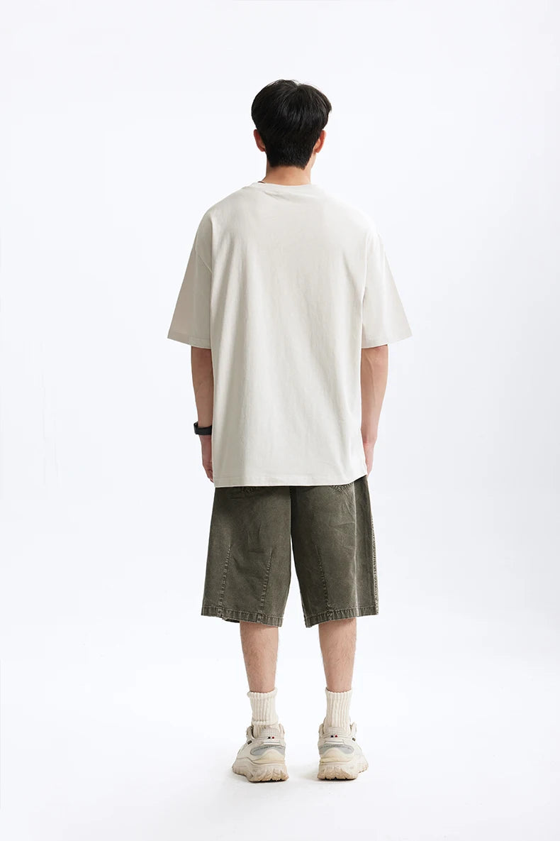 Men's Tennis Graphic Cotton T-Shirt American Vintage Tee Streetwear Loose Fit Crew Neck Short Sleeve