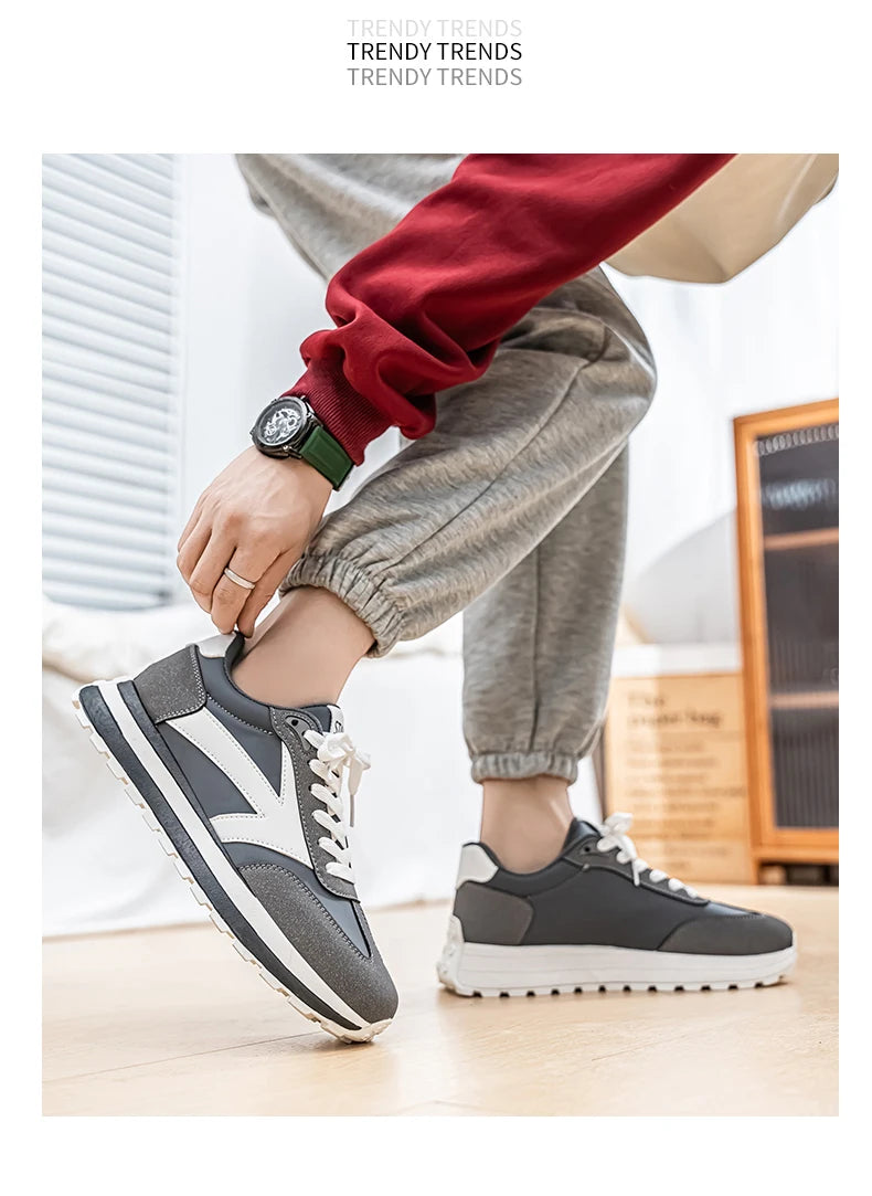 Men's Casual Sneakers Breathable Running Sport Shoes Tennis Sneakers Lace Up Platform Trainers Shoes
