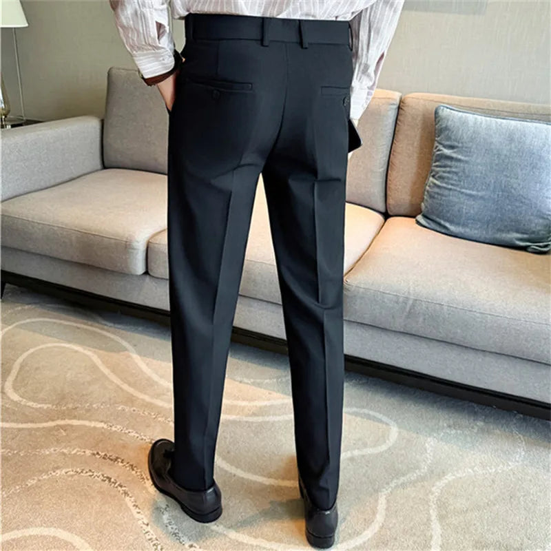 Men's Elastic Waist Suit Trousers