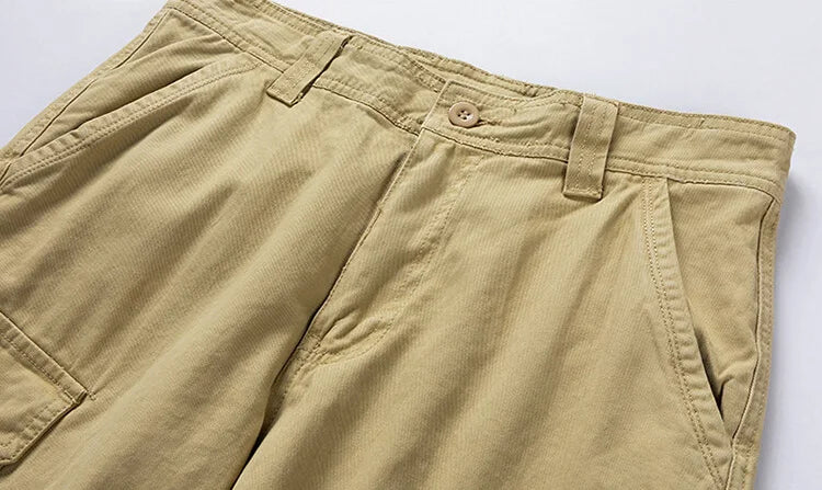 Summer Cotton Cargo Shorts - Multi-Pocket Casual Knee Length Shorts