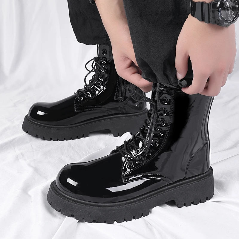 Men's Casual Platform Lace Up Chunky Ankle Boots