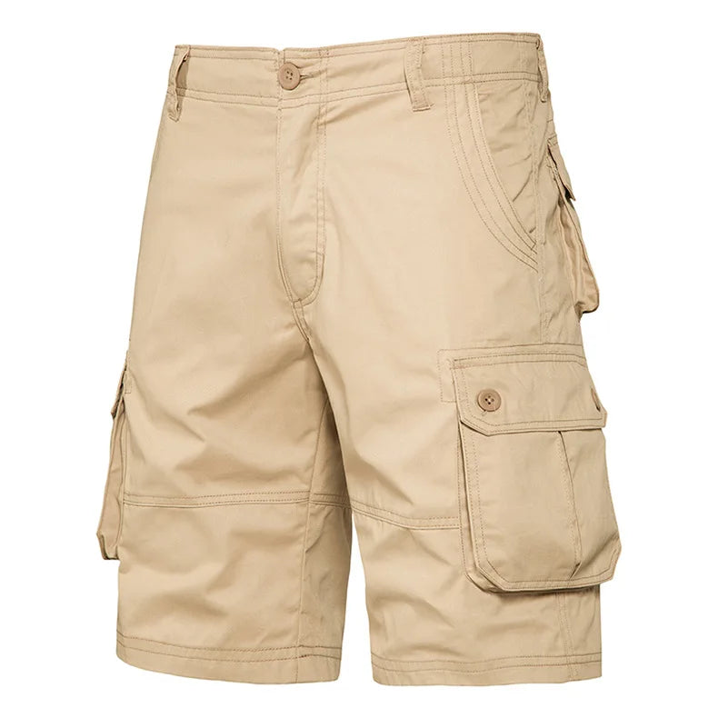 Men's Cotton Cargo Shorts - Multi Pocket Knee Length Summer Shorts