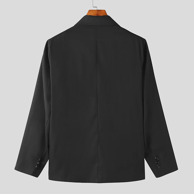 Men  Solid Colour Lapel Long Sleeve Button Casual Blazer