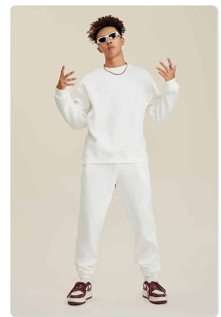 Unisex Round Neck Oversized Sweatshirt and Joggers Set