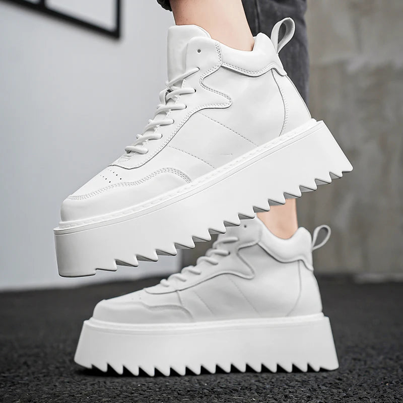 Men’s Casual Platform High Top Skateboard Vulcanized Sport Shoes Lace Up Sneakers