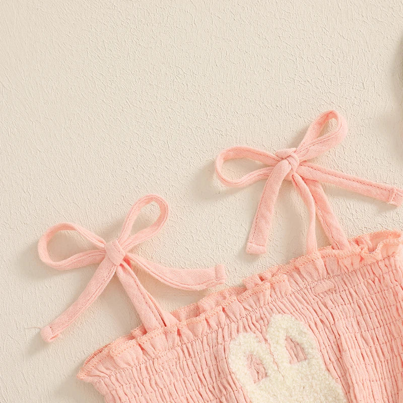 Baby Girls Easter Romper Dress with Headband - Rabbit Carrot Embroidery Tulle Jumpsuit