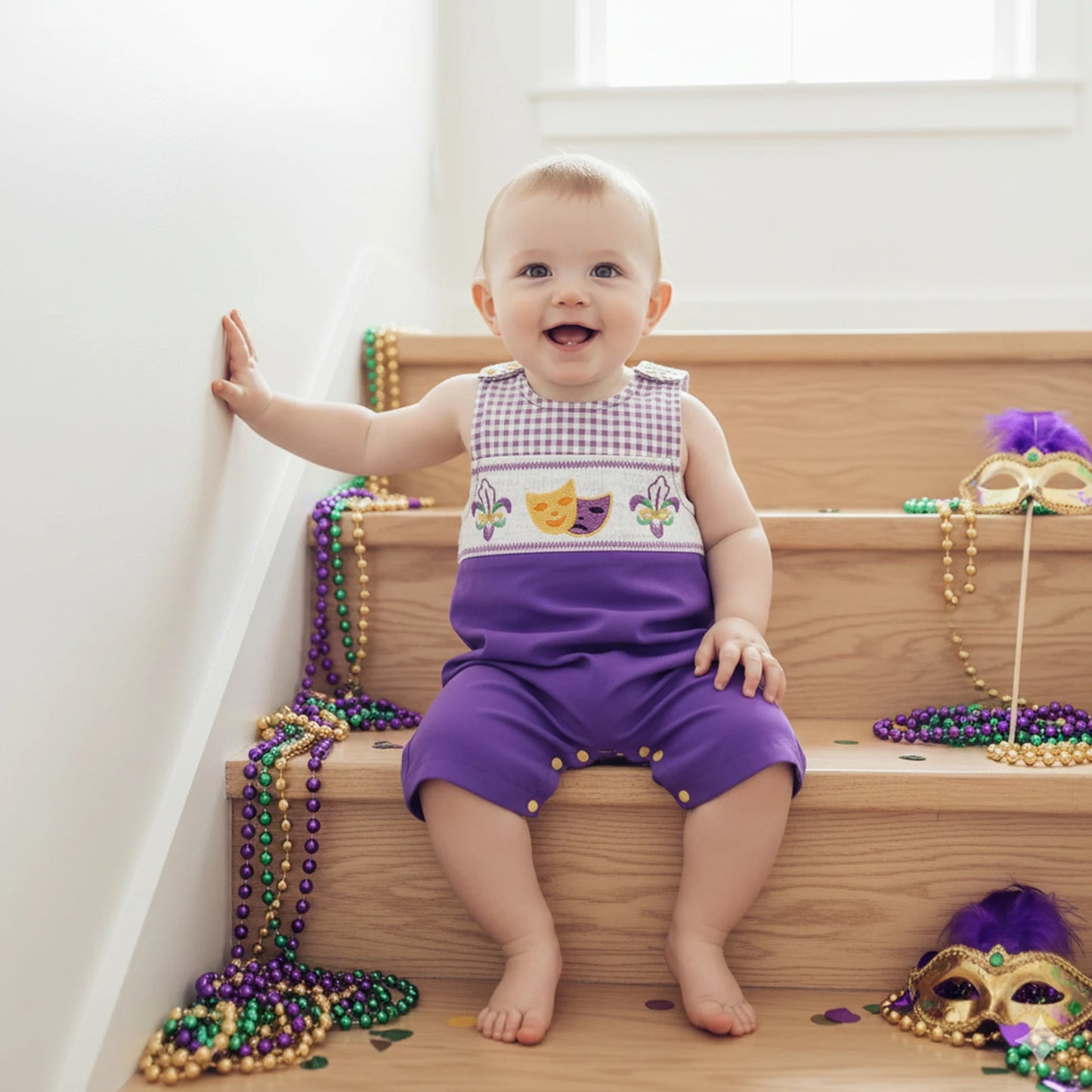 Baby Boys Romper - Embroidered Sleeveless Jumpsuit (0-18M)