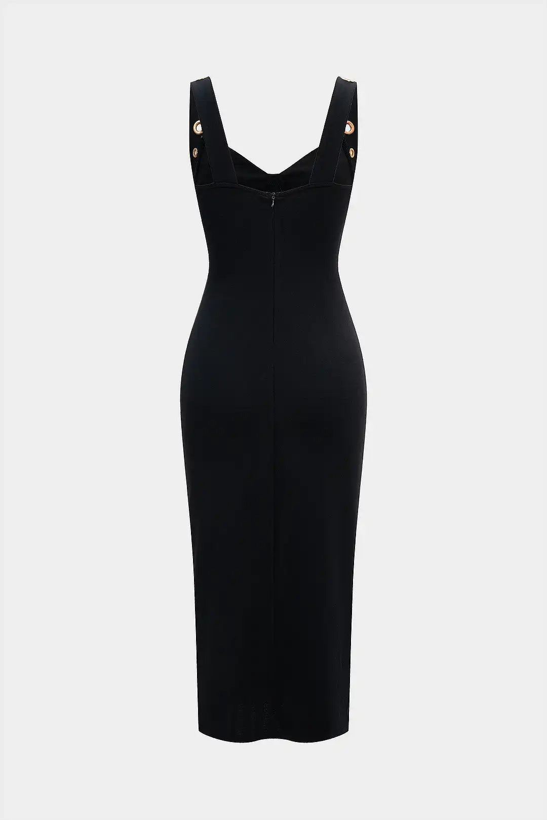 Women's Metallic Decor Bustier Zipper Midi Dress