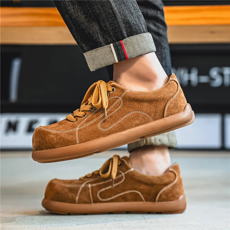 Men's Suede Leather Lace-up Casual Comfortable British Shoes