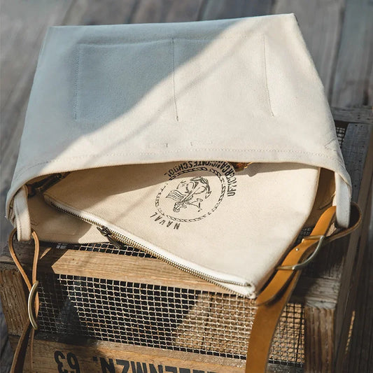 Printed Canvas Bucket Bag - Vintage Unisex Crossbody Tote