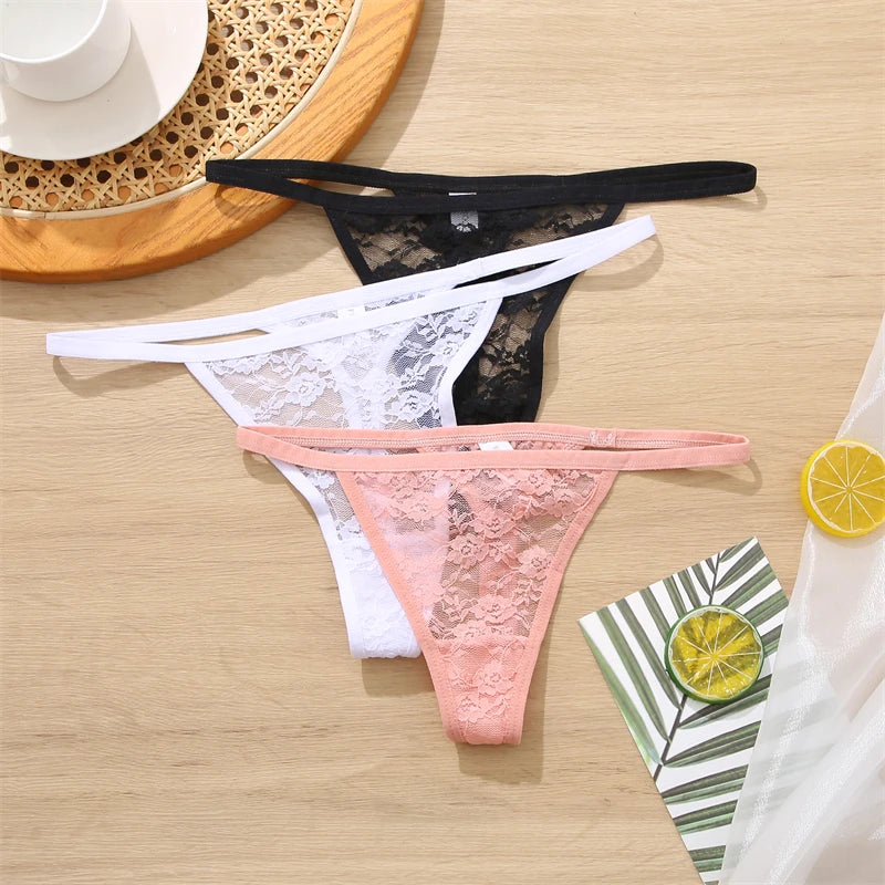 5Pcs Cotton Lace Thongs  Hollow Out Floral Underwear Panties Low Waist G-string Comfortable Lingerie