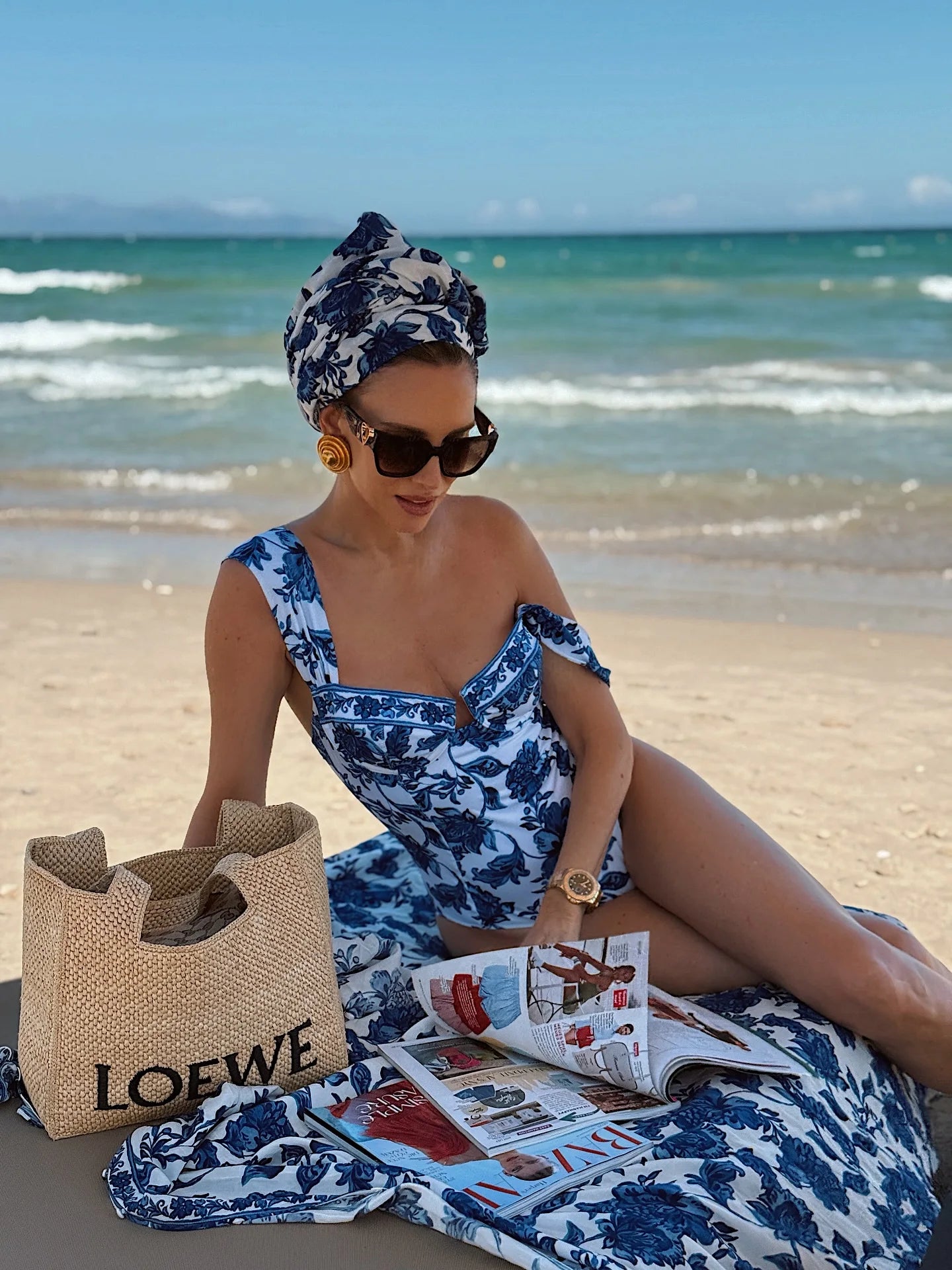 Women's Print One-Piece Swimsuit with Cover-Up - Monokini Set