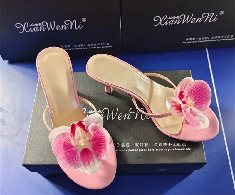 Women's Butterfly Flip Flops - High Heel Beach Sandals