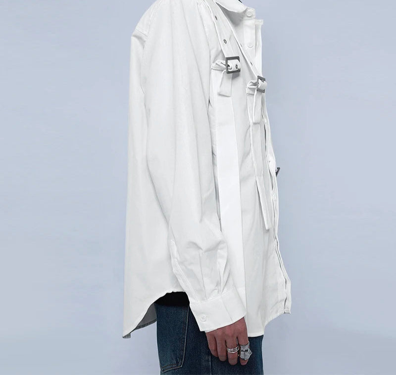 Men's Summer Spring Lace-Up Long Sleeve Oversized Casual Shirt