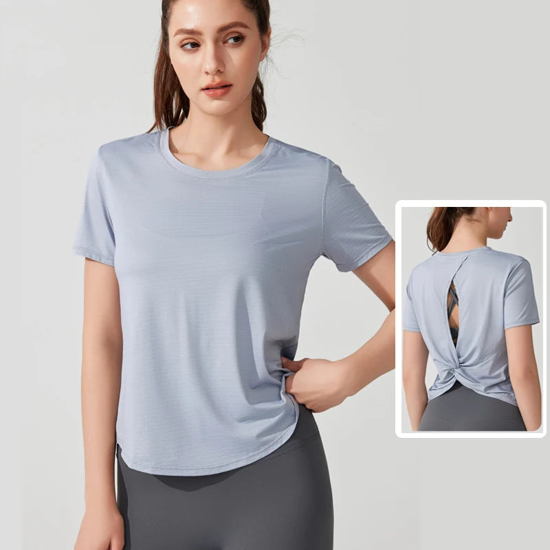 Women's Loose Fit Yoga T-Shirt - Quick Dry Athletic Top for Running & Gym
