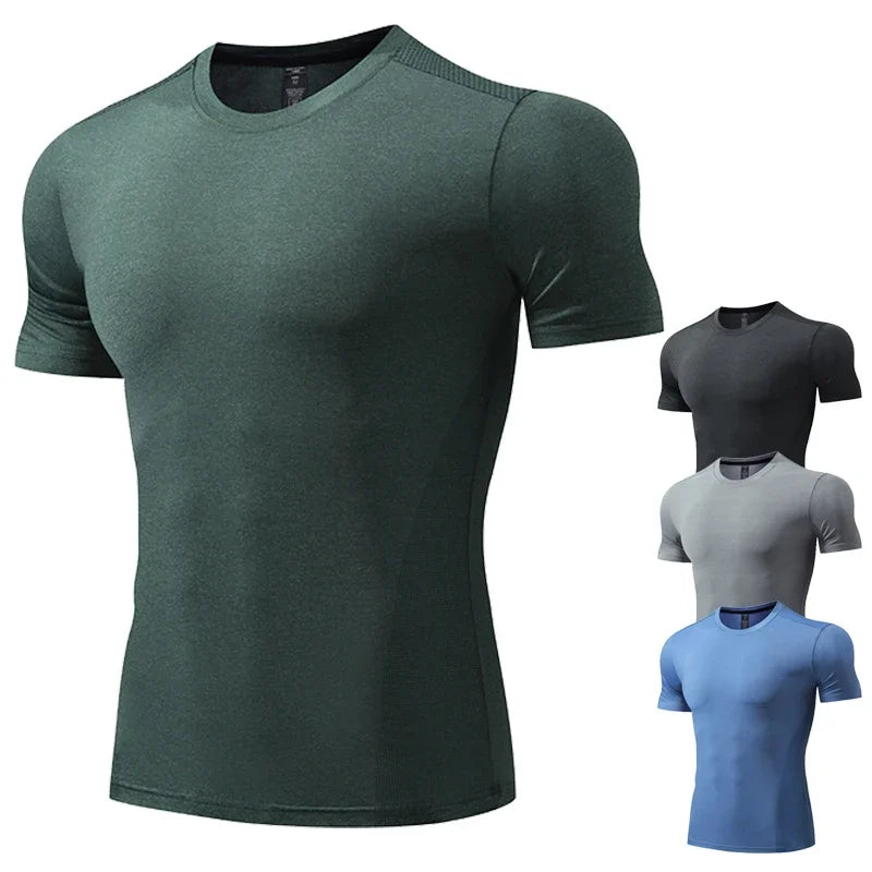 Men's Gym Compression Bodybuilding Short Sleeve Fitness Athletics Quick Dry Running Activewear T-Shirt