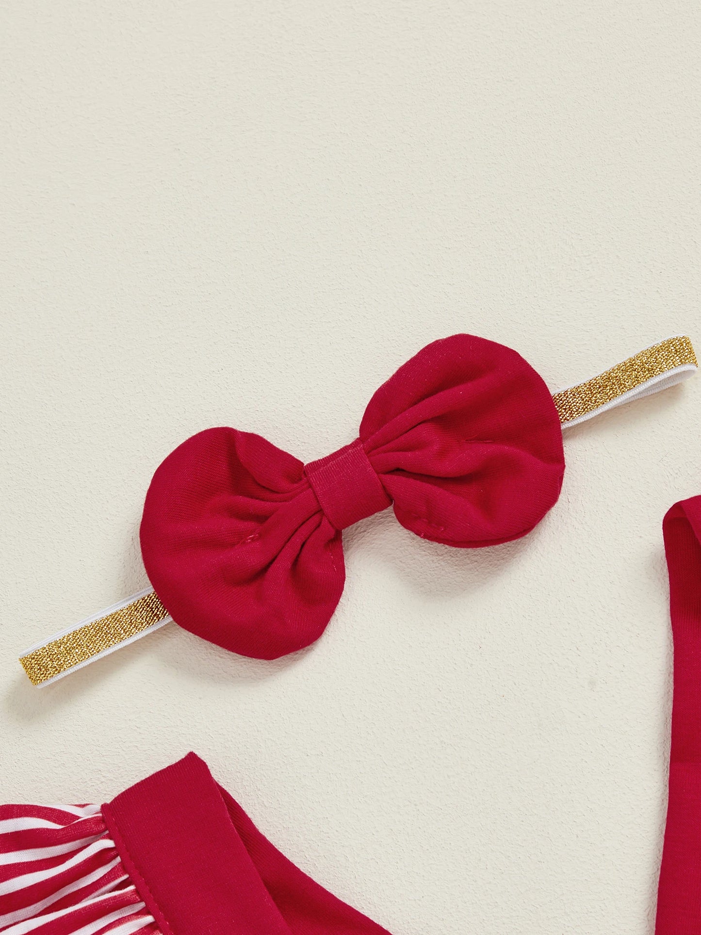 Baby Girls Christmas Romper Dress - Gingerbread Man Flying Sleeve Jumpsuit with Bow Headband (0-18M)