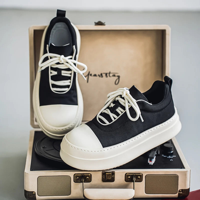 Men's Casual Platform Sports Lace Up Canvas Sneakers