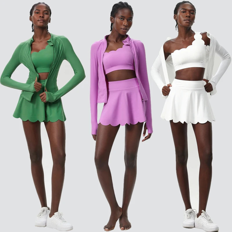 Women's 3-Piece Fitness Set with Tennis Skirt