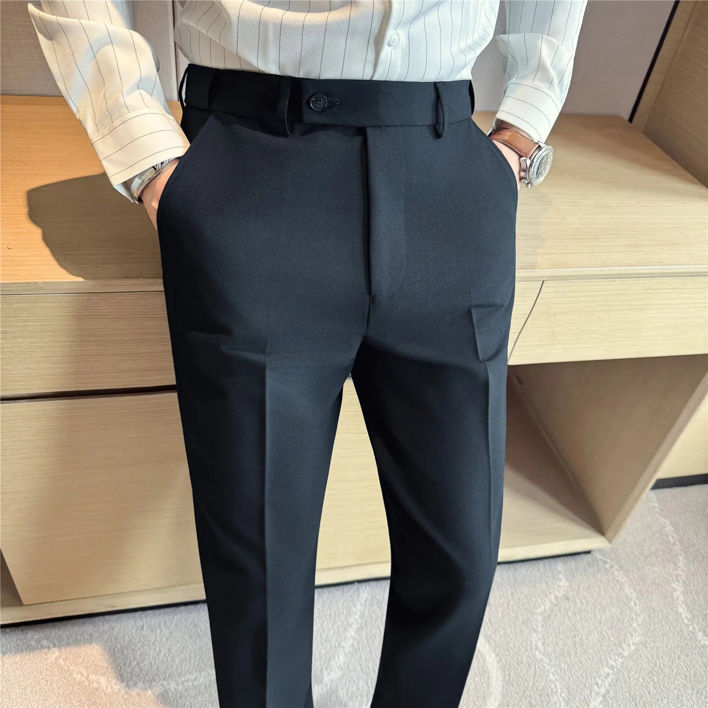 Men's Slim Fit Wrinkle-Free Suit Trousers