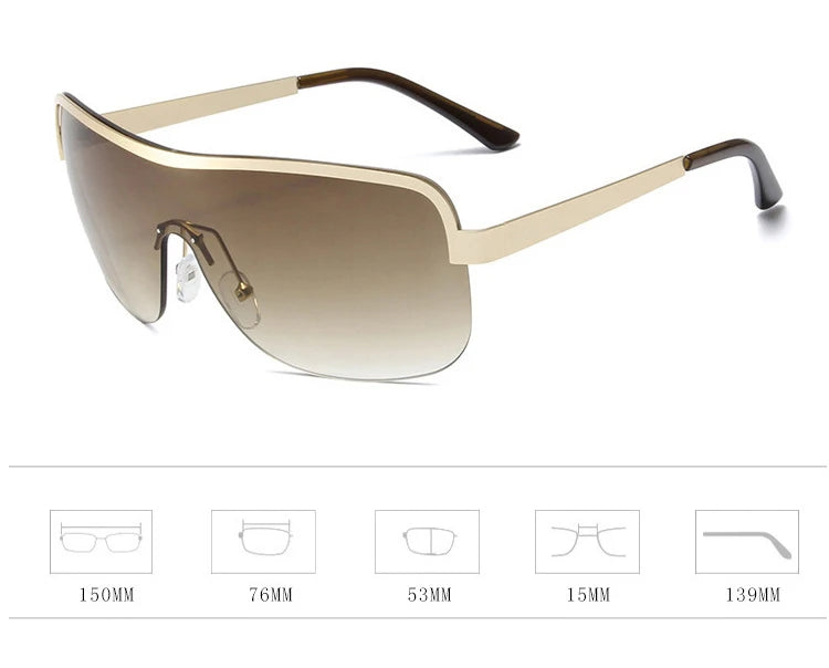 Half Frame Retro Sunglasses - Women's Windproof Street Style Eyewear