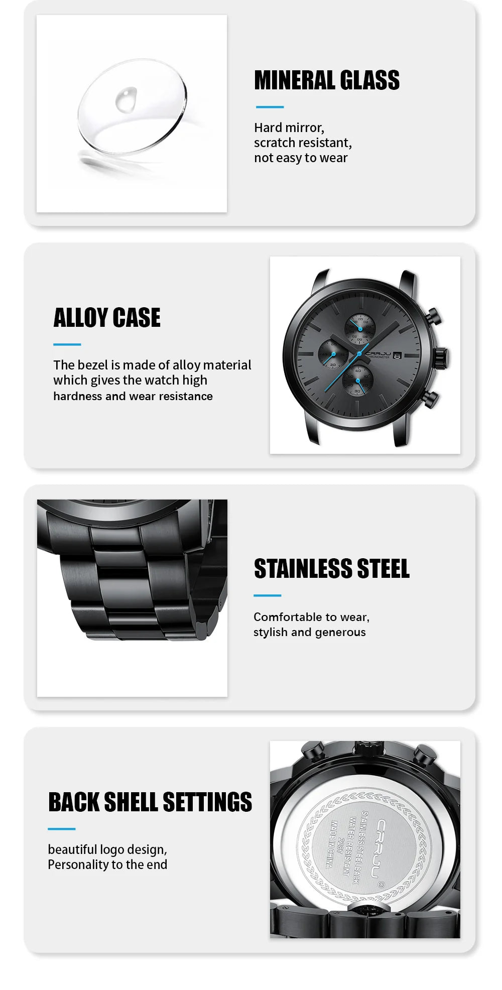 Stainless Steel Chronograph Watch - Luxury Waterproof Business Watch