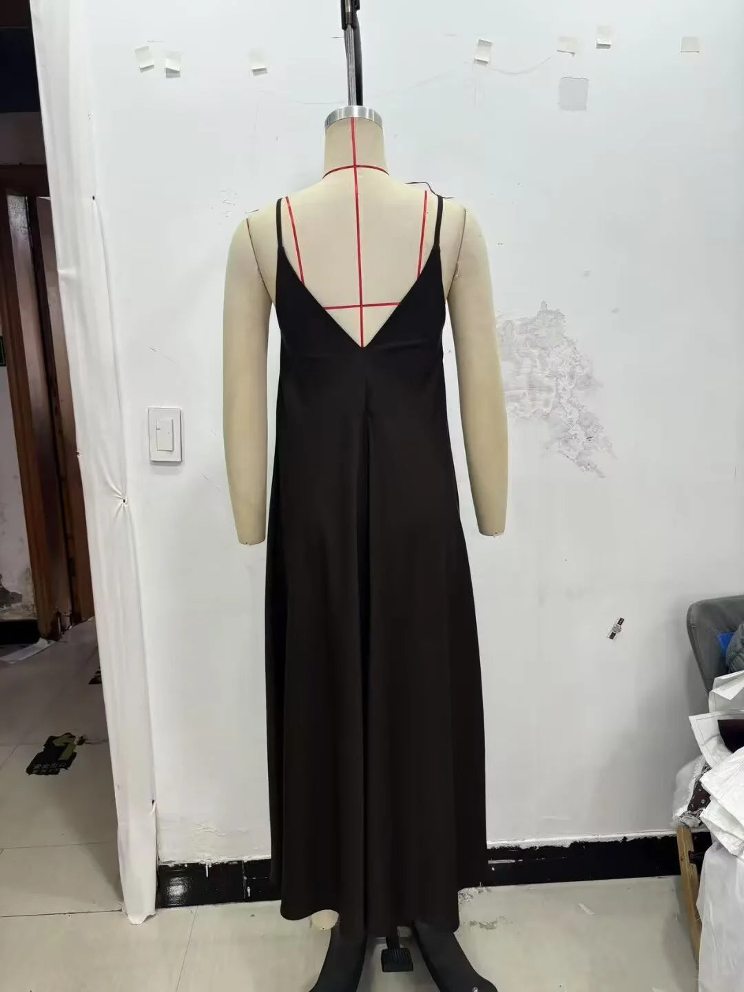 Women's V-Neck Backless Camisole Maxi Dress - Casual Vacation Style