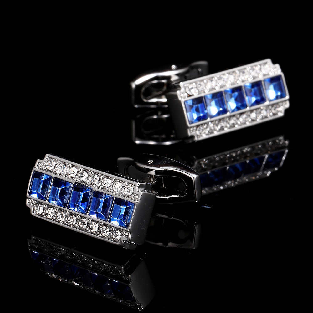 Rhinestone Crystal Cufflinks - Men's Elegant Wedding Formal Accessories