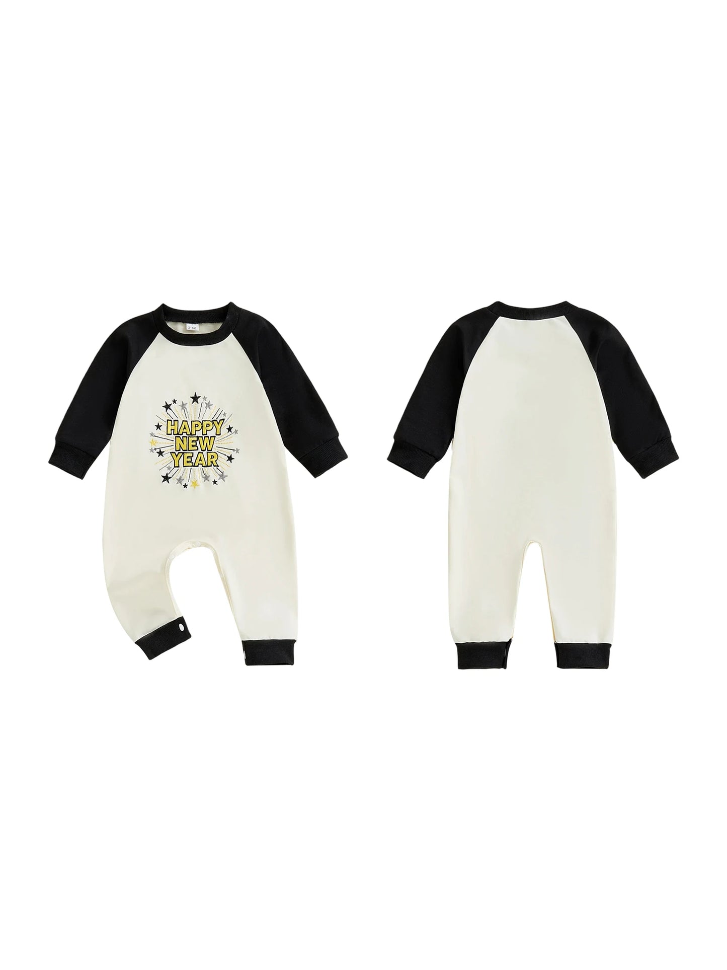 Newborn Baby Boys New Year Romper - Letter Embroidery Footless Pajamas