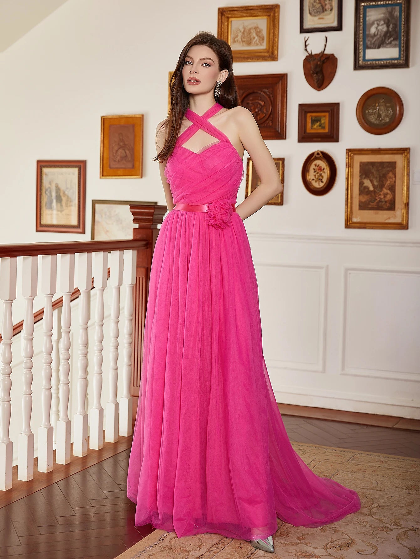 Women's Satin Gown Irregular full length Dress