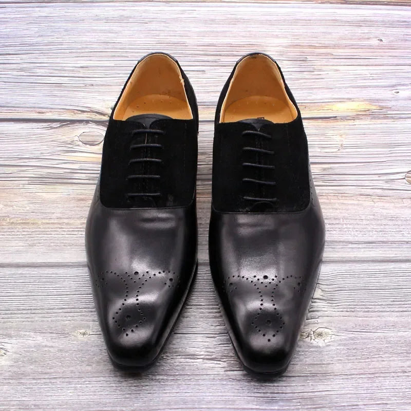 Men's Genuine Leather & Suede Oxford Shoes - Handmade