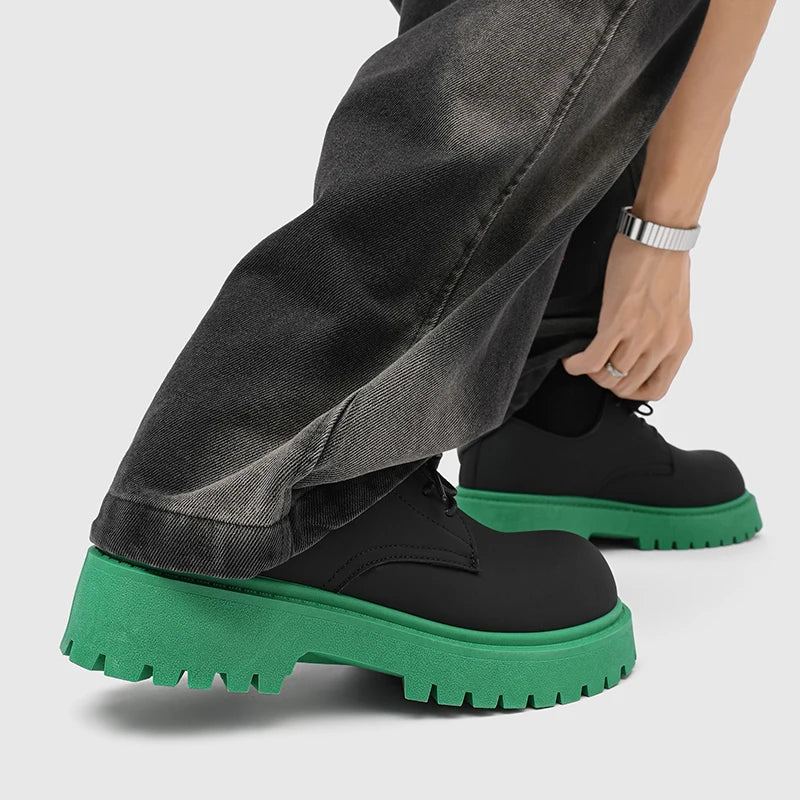 Platform Derby Shoes - Men's Genuine Leather Business & Casual Footwear