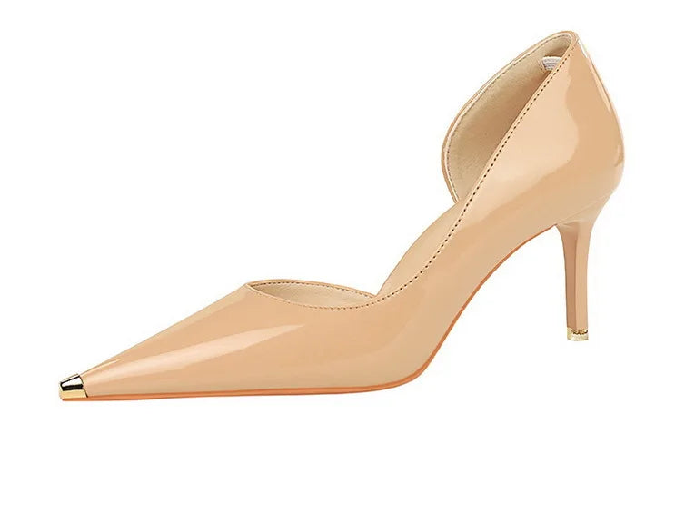 Patent Leather Metal Tip Pumps - Available in 7cm and 10.5cm Heel Heights